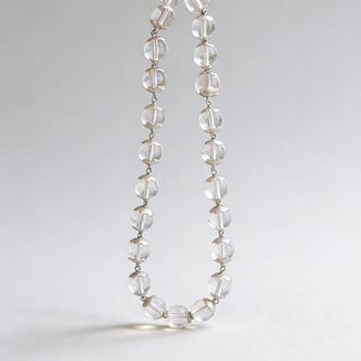 10MM Clear Quartz (Sphatik) Silver 108 Beads Japa Mala