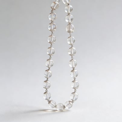 10MM Clear Quartz (Sphatik) Silver 108 Beads Japa Mala