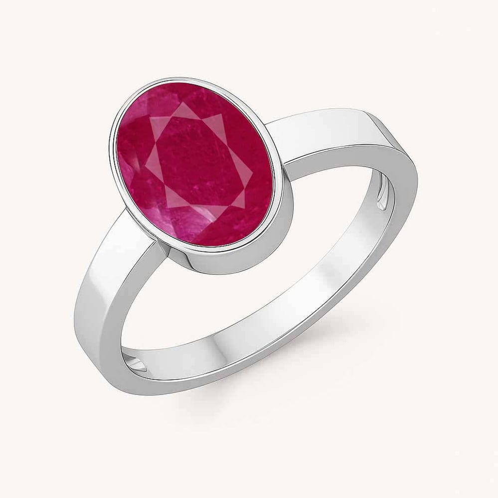 925 Sterling Silver Manik (Ruby) Ring for Him