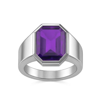 925 Sterling Silver Modern Amethyst Ring For Men