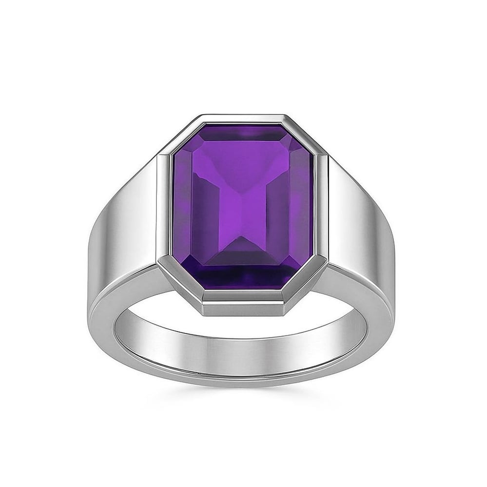 925 Sterling Silver Modern Amethyst Ring For Men