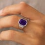 925 Sterling Silver Modern Amethyst Ring For Men