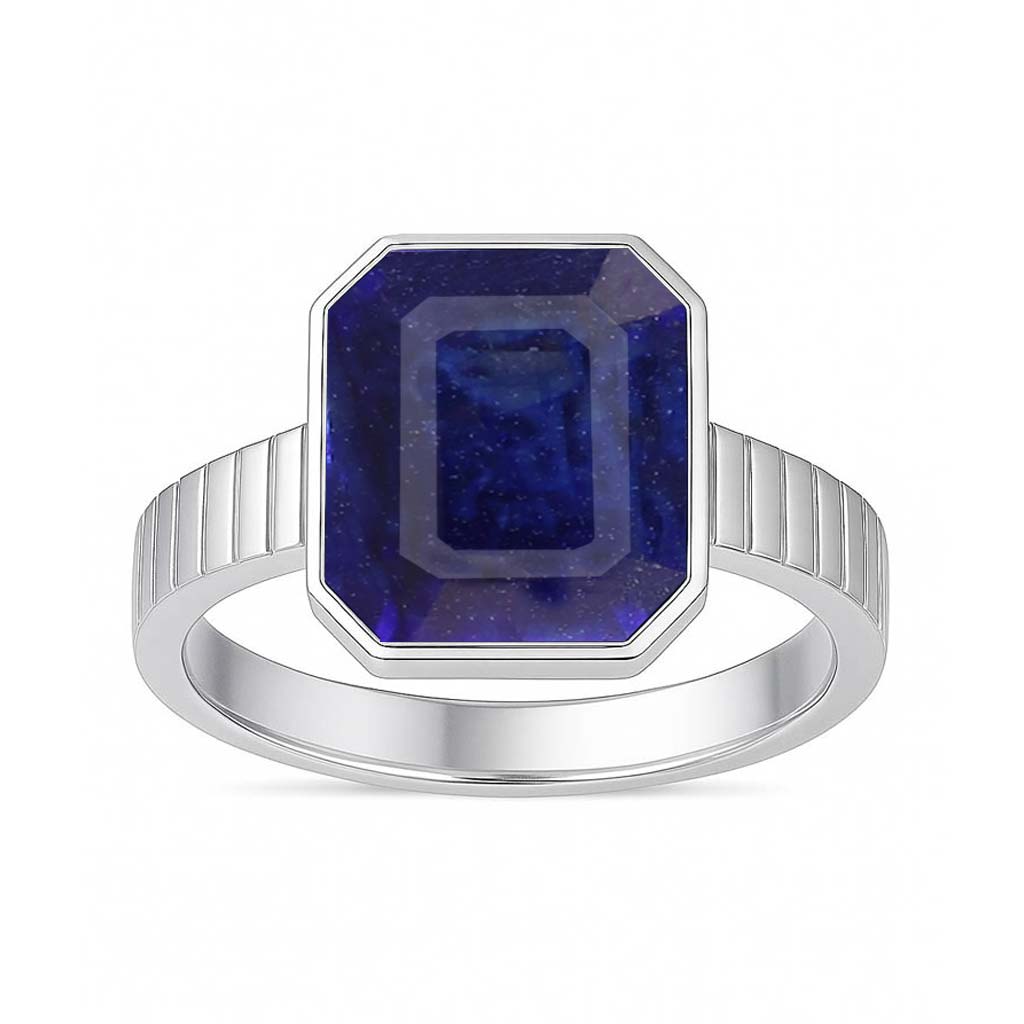 925 Sterling Silver Modern Blue Sapphire Ring For Men