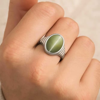 925 Sterling Silver Modern Cat's Eye Ring For Men