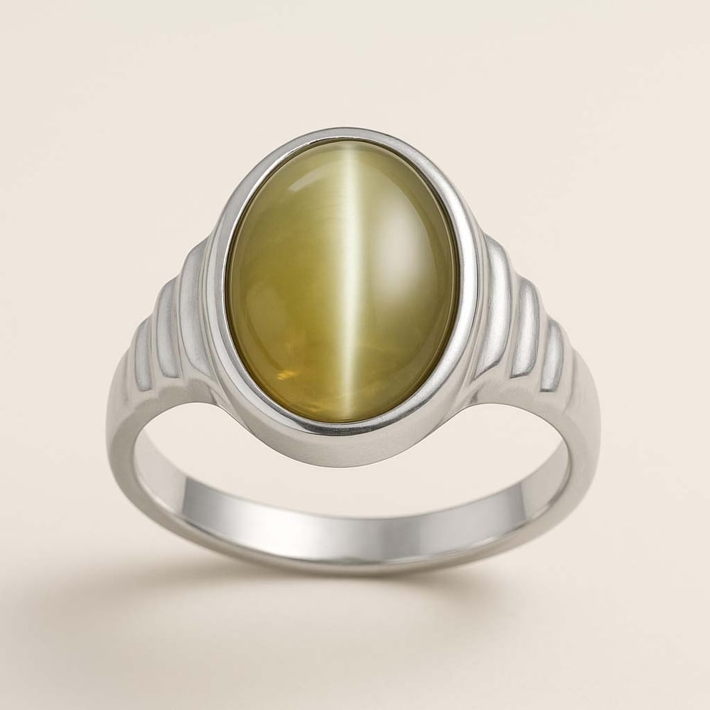 925 Sterling Silver Modern Cat's Eye Ring For Men