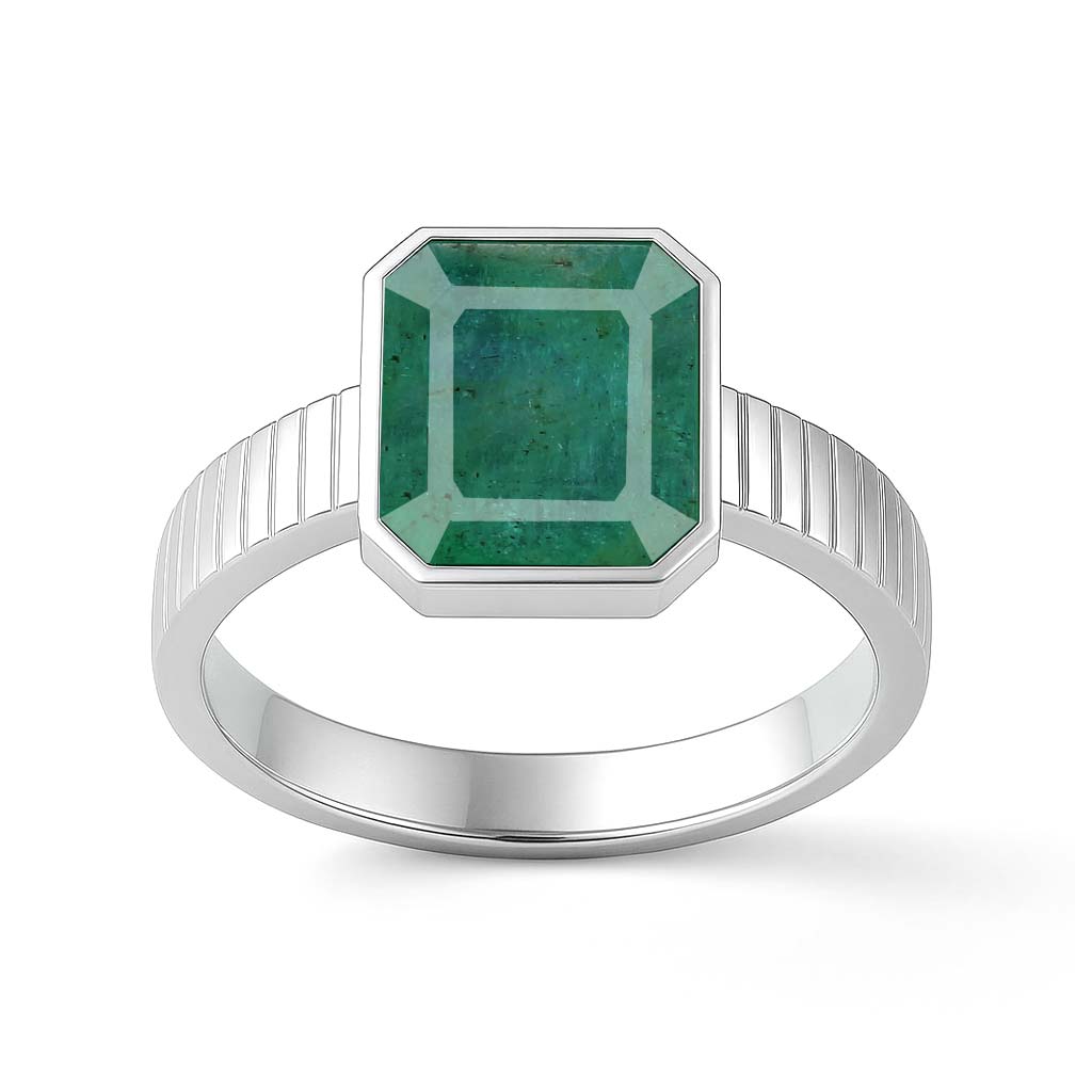 925 Sterling Silver Modern Emerald Ring For Men
