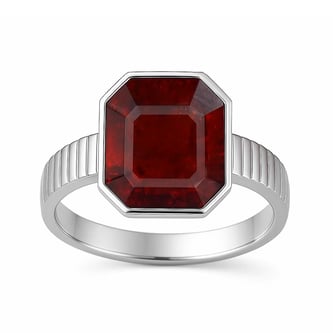 925 Sterling Silver Modern Hessonite Garnet Ring For Men