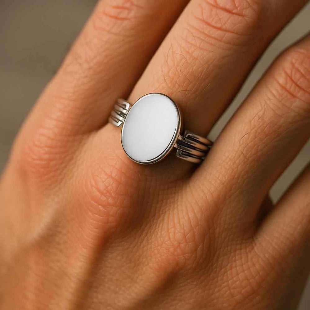 925 Sterling Silver Modern Opal Ring For Men