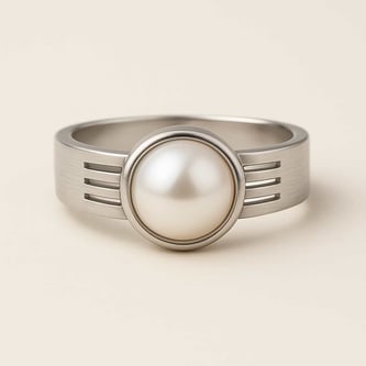 925 Sterling Silver Modern Pearl Ring For Men