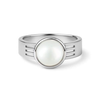 925 Sterling Silver Modern Pearl Ring For Men