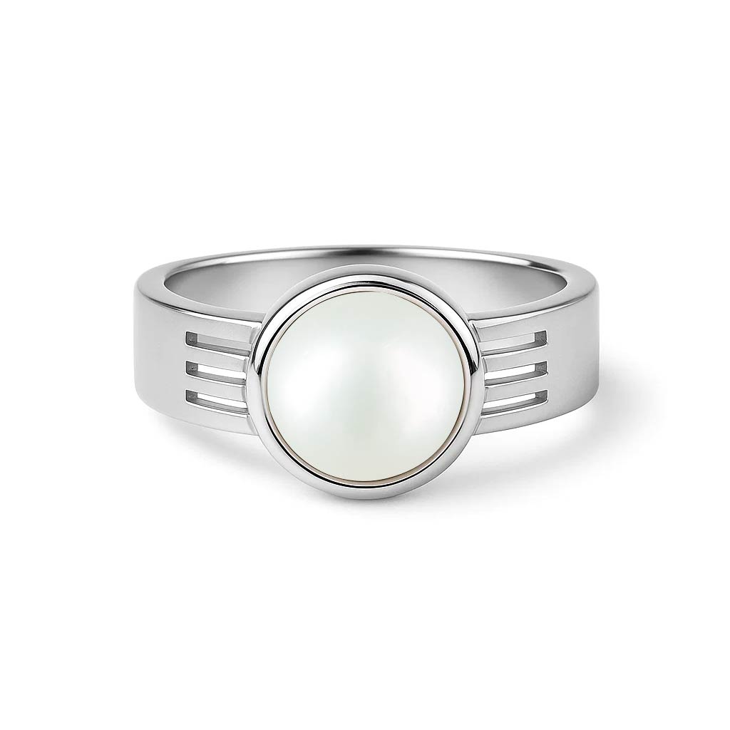 925 Sterling Silver Modern Pearl Ring For Men