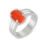 925 Sterling Silver Modern Red Coral Ring For Men