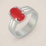 925 Sterling Silver Modern Red Coral Ring For Men