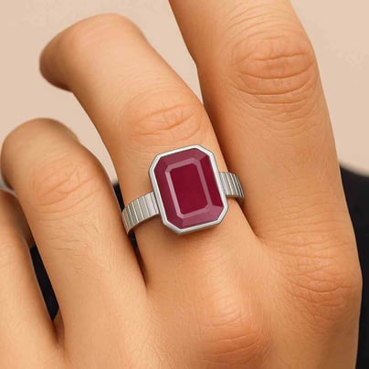925 Sterling Silver Modern Ruby Ring For Men