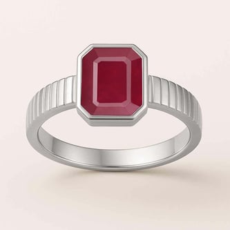 925 Sterling Silver Modern Ruby Ring For Men