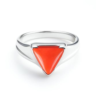 925 Sterling Silver Modern Tikona Moonga Ring For Men