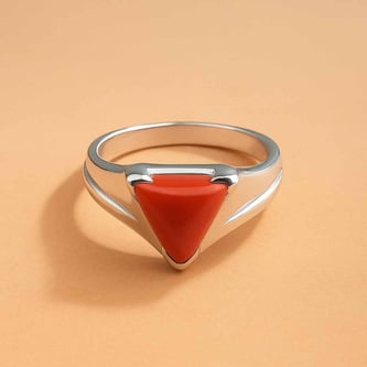 925 Sterling Silver Modern Tikona Moonga Ring For Men