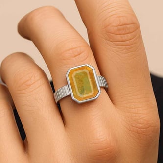 925 Sterling Silver Modern Yellow Sapphire Ring For Men
