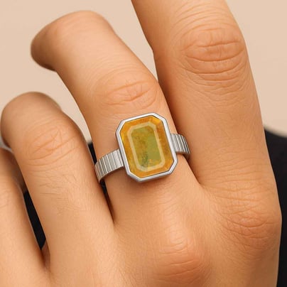 925 Sterling Silver Modern Yellow Sapphire Ring For Men