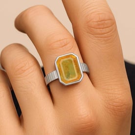 925 Sterling Silver Modern Yellow Sapphire Ring For Men
