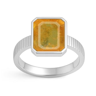 925 Sterling Silver Modern Yellow Sapphire Ring For Men