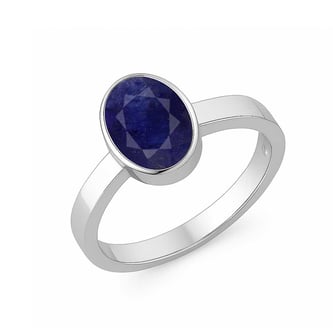 925 Sterling Silver Neelam (Blue Sapphire) Ring for Him