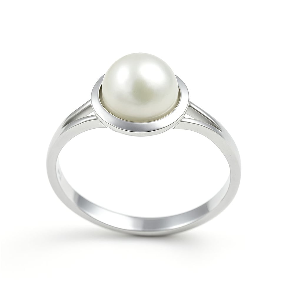 925 Sterling Silver Pearl Gemstone Ladies’ Ring