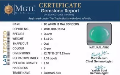 Akik - 5.44 Carat Limited Quality  QCA-16134