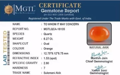 Akik - 6.27 Carat Limited Quality  QCA-16135