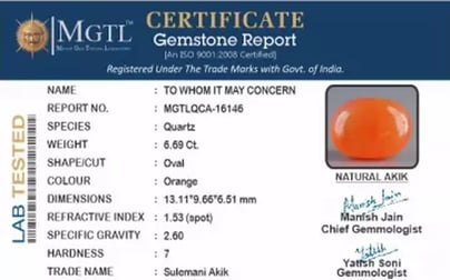 Akik - 6.69 Carat Limited Quality  QCA-16146