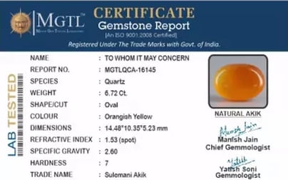 Akik - 6.72 Carat Limited Quality  QCA-16145