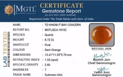 Akik - 6.72 Carat Limited Quality  QCA-16152