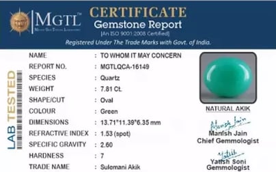 Akik - 7.81 Carat Limited Quality  QCA-16149