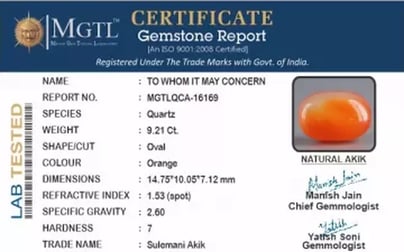 Akik - 9.21 Carat Limited Quality  QCA-16169