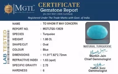 Arizona Turquoise - 1.86 Carat Rare Quality TQS-13629