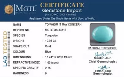 Arizona Turquoise - 10.95 Carat Rare Quality TQS-13613