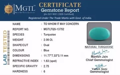 Arizona Turquoise - 2.06 Carat Prime Quality TQS-13752