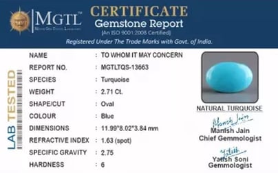 Arizona Turquoise - 2.71 Carat Prime Quality TQS-13663