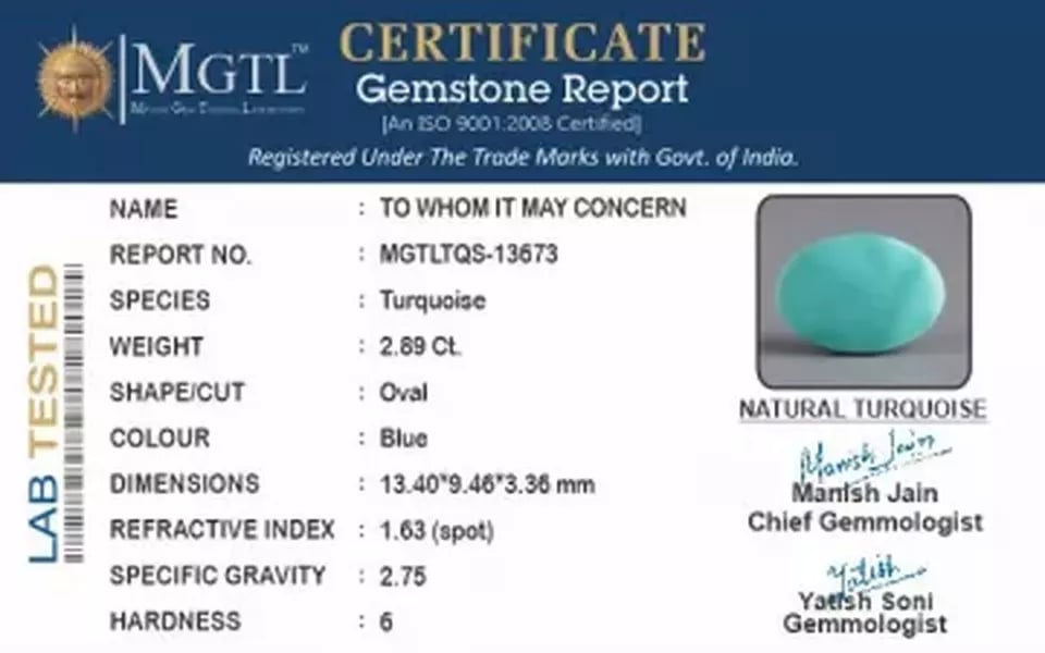 Arizona Turquoise - 2.89 Carat Rare Quality TQS-13673