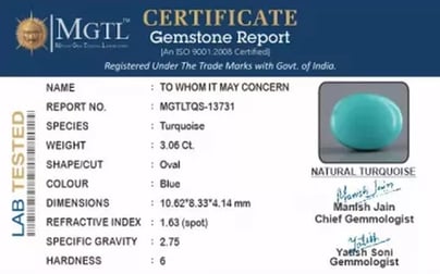 Arizona Turquoise - 3.06 Carat Prime Quality TQS-13731