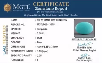 Arizona Turquoise - 3.08 Carat Prime Quality TQS-13675