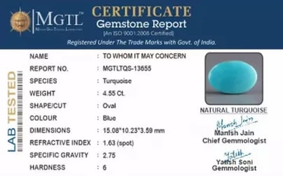 Arizona Turquoise - 4.55 Carat Prime Quality TQS-13655