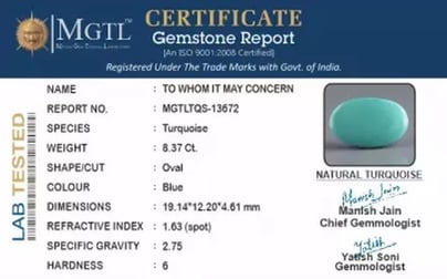 Arizona Turquoise - 8.37 Carat Prime Quality TQS-13672