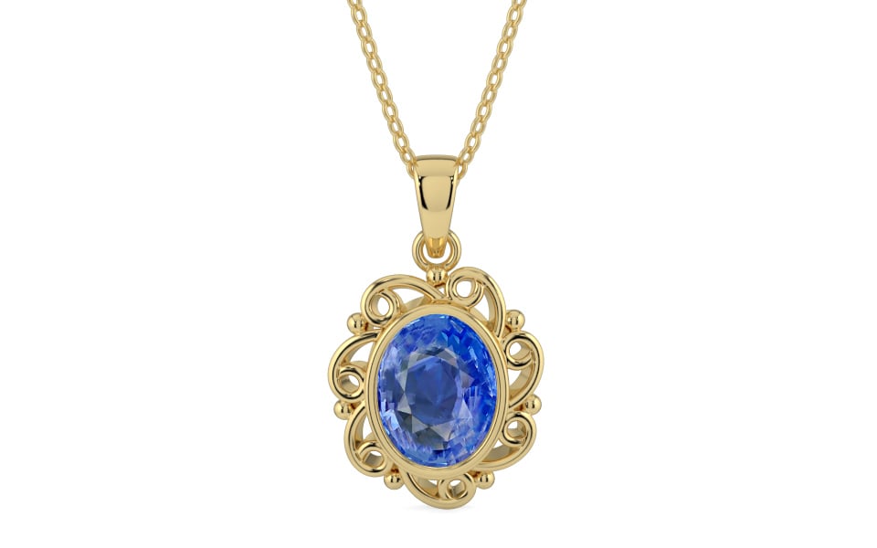 Ashtadhatu Ceylon Blue Sapphire Pendant Limited Quality (P5)