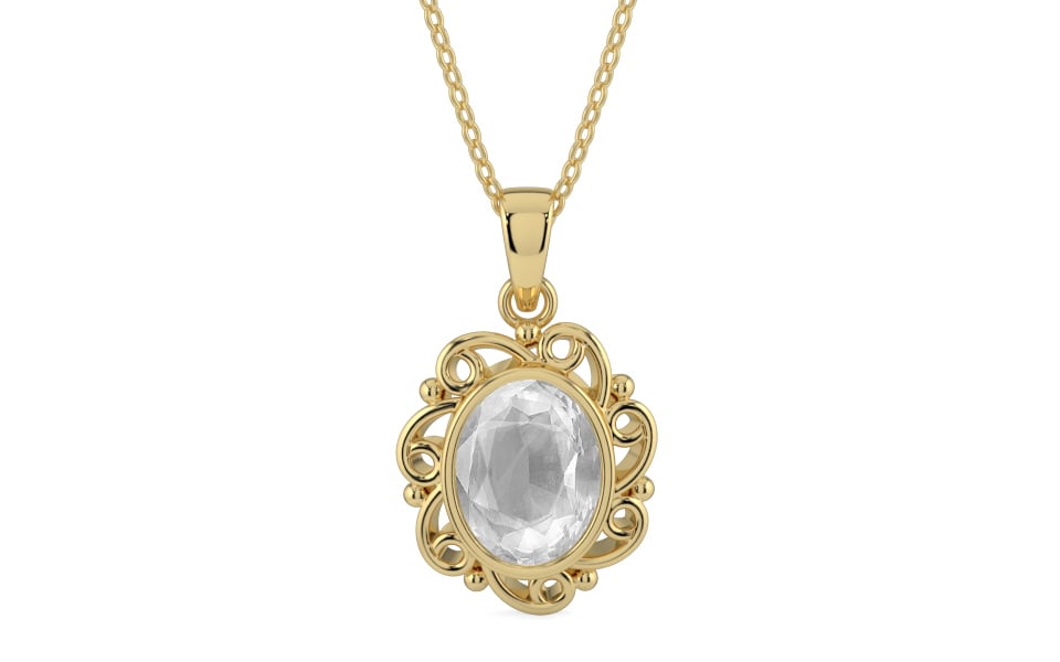 Ashtadhatu Ceylon White Sapphire Pendant Limited Quality (P5)