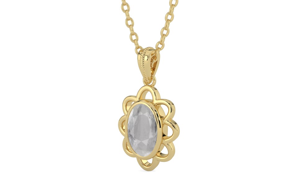 Ashtadhatu Ceylon White Sapphire Pendant Prime Quality (P3)