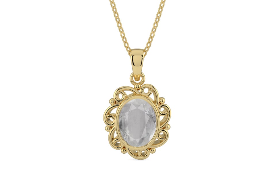 Ashtadhatu Ceylon White Sapphire Pendant Prime Quality (P5)