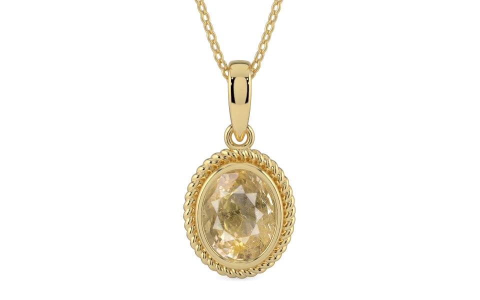 Ashtadhatu Ceylon Yellow Sapphire Pendant Fine Quality (P7)