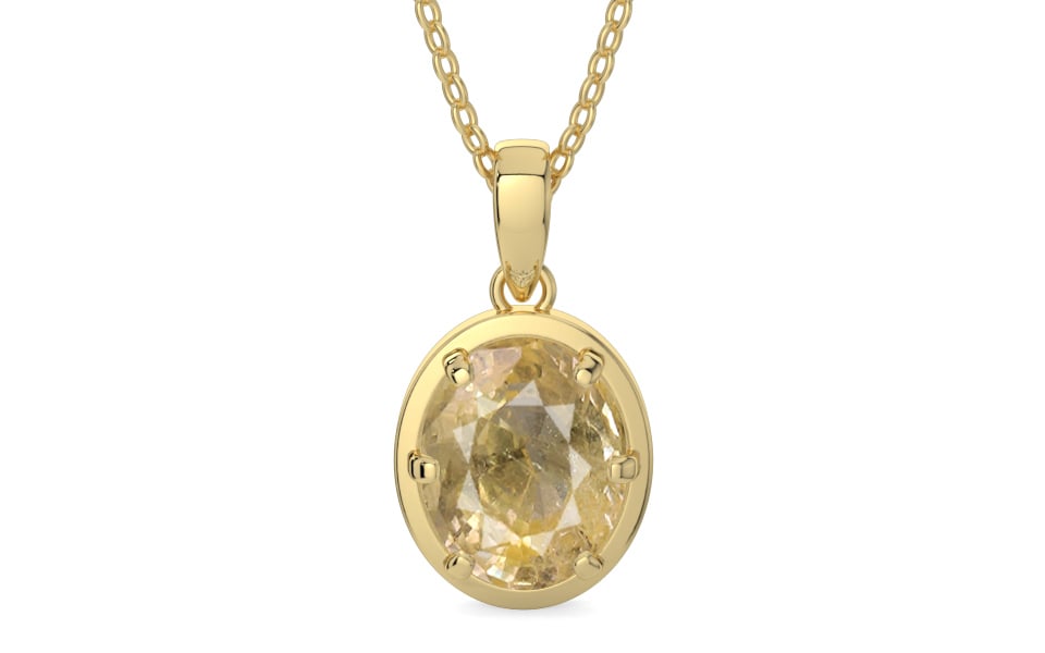 Ashtadhatu Ceylon Yellow Sapphire Pendant Fine Quality (P8)