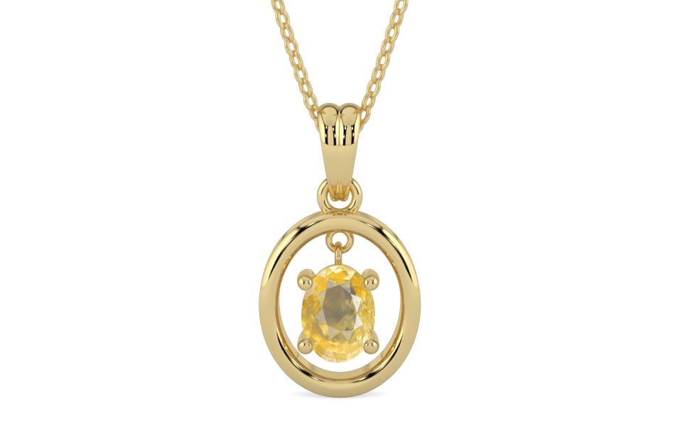 Ashtadhatu Ceylon Yellow Sapphire Pendant Prime Quality (P2)